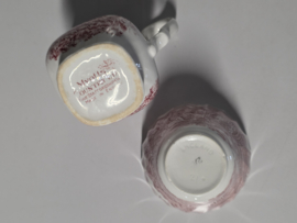 Engels rood Jachtservies Myott's Country Life roomstel met suikerschaaltje (randje binnenkant)