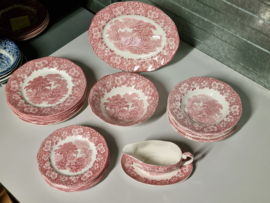 Engels rood Enoch Wedgwood Woodland serviesset 21-delig