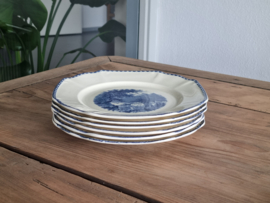 Landschap Blauw Societe Ceramique set 6x Ontbijtbordje 21 cm (hoekig model)