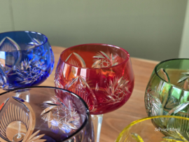 Boheems Kristal Glas set (3) van 6x op hoge voet 18,5 cm alle kleuren