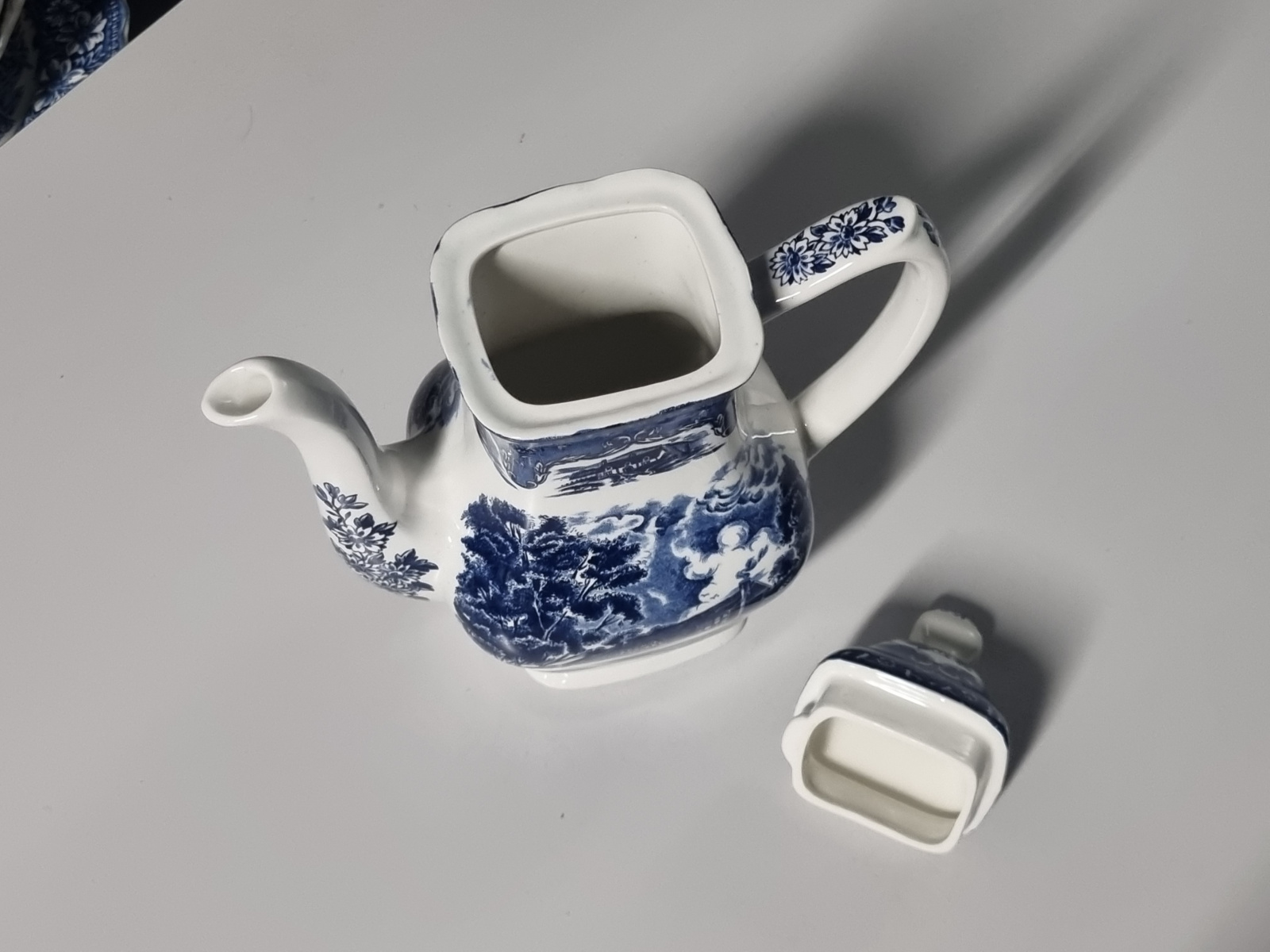 Engels blauw Grindley Country Inns koffiepot theepot 18 cm