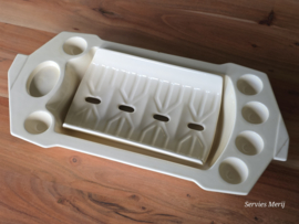 Societe Ceramique creme art deco aspergeschaal (chip) met treef