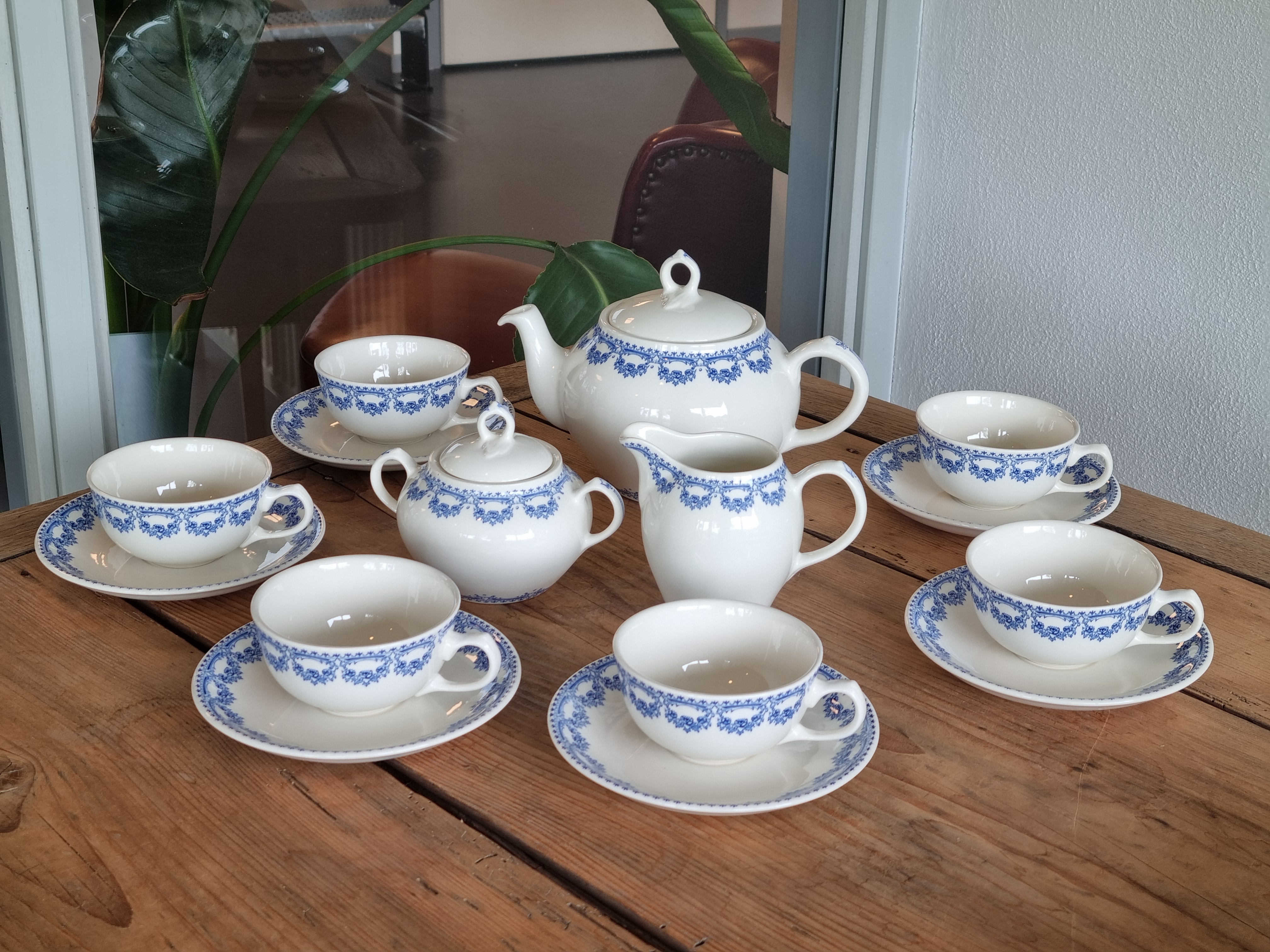Boch Belgium Carlotta blauw theeservies 6-persoons