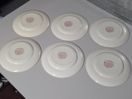 Engels rood 17th Century England Royal Tudor Ware Staffordshire set 6x plat dinerbord 25,5 cm