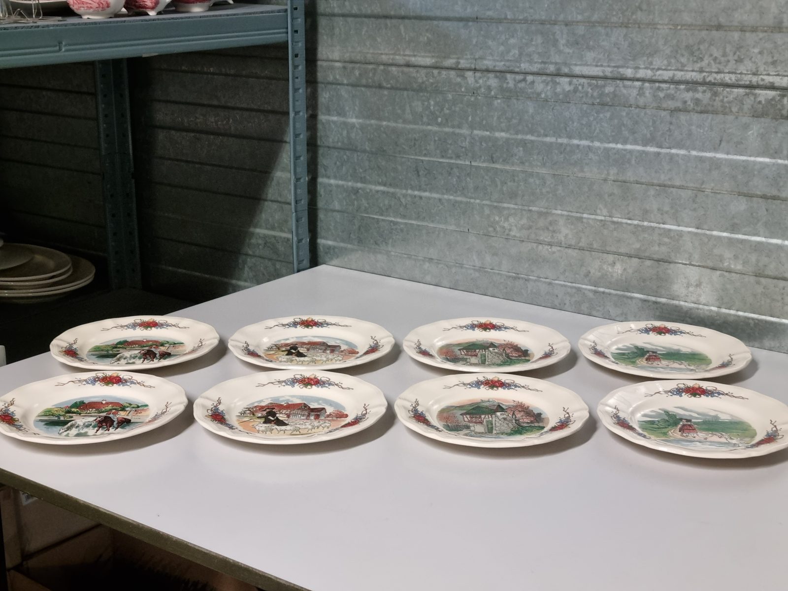 Frans Sarreguemines Obernai Set 8x Ontbijtbord (2-ringen onderkant) 21 cm