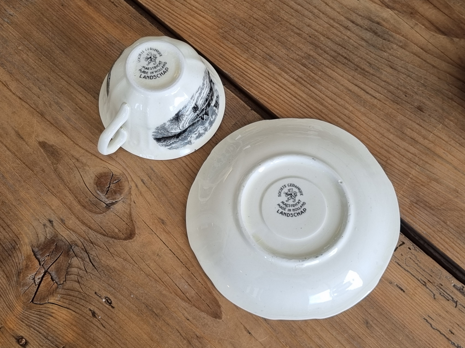 Landschap Zwart Societe Ceramiquet Theeservies 4-pers. (hoekig model)