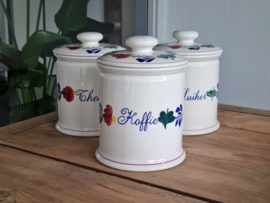 Boerenbont Boch set 3x Voorraadpot Koffie Thee en Suiker (gebloemd deksel)