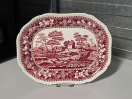 Engels Copeland Spode's Tower rood rechthoekige schaal 33 cm