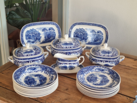 Regout Old England Castillo blauw complete dinerset 8 personen (hoekig model)