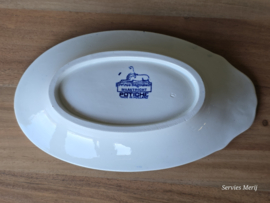 Potiche blauw Petrus Regout ovale schaal 23 cm