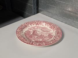 Engels rood 17th Century England Royal Tudor Ware Staffordshire diep bord 25,5 cm (molen)