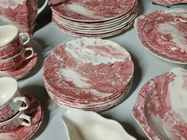 Engels rood Johnson Bros Olde English Countryside serviesset 8 personen