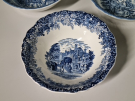 Engels blauw Set 3x mix & match hoge ronde schaal