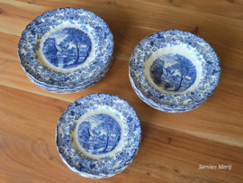 Engels blauw Johnson Bros Mill Stream set 18 borden, 6 persoons