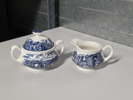 Engels blauw 17th Century England Royal Tudor Ware Staffordshire roomstel