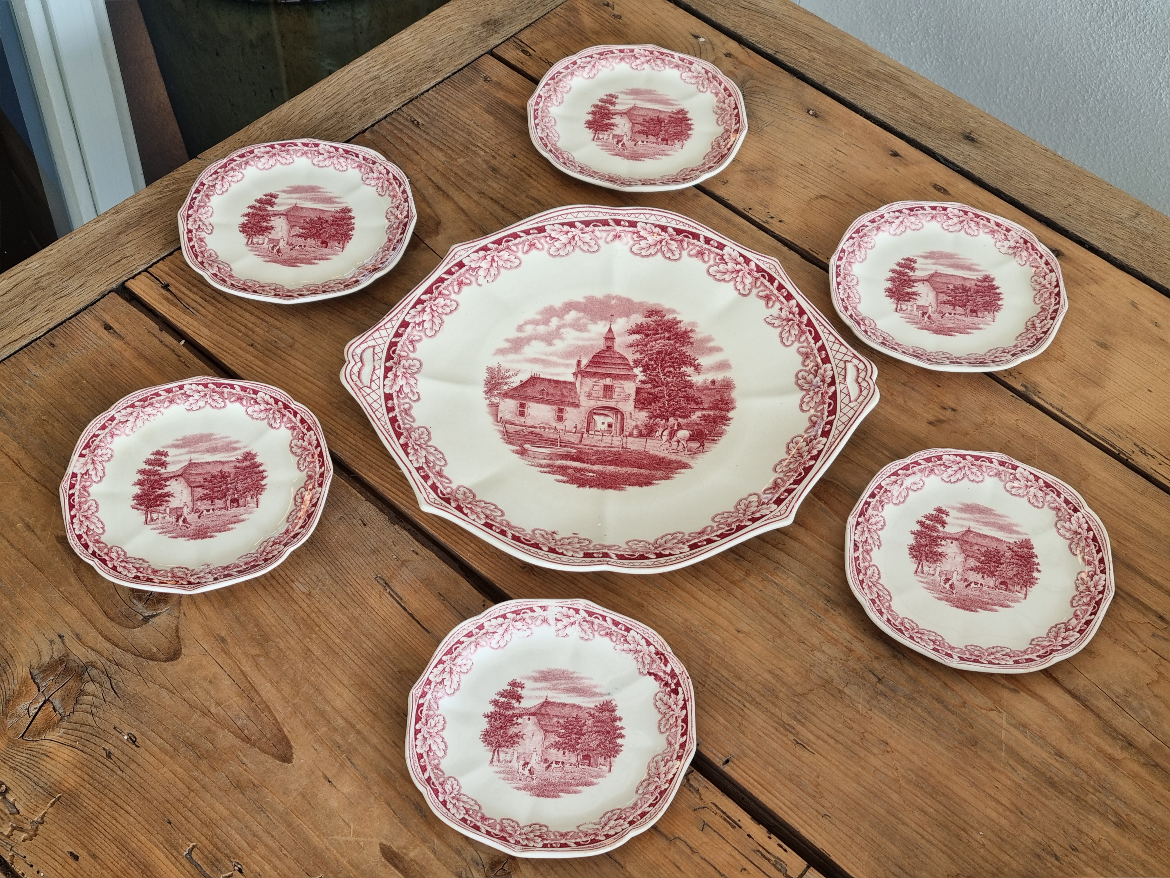 Boerenhoeve Rood Societe Ceramique gebakstel 6 persoons
