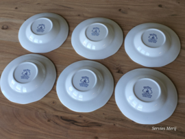 Engels blauw Enoch Wedgwood Blue Onion set 6x diep pasta curry bord 22,5 cm