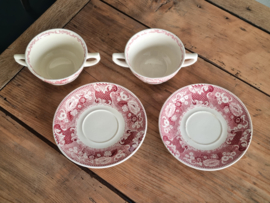 Victoria Rood Societe Ceramique set 2x Soepkom met schotel