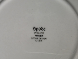 Engels Copeland Spode's Tower rood set 6x vierkant gebaksbordje 14,5 cm