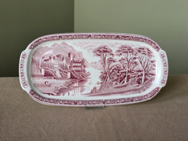 Regout Castillo Old England rood schaal 33 cm (rechthoekig) met greepjes