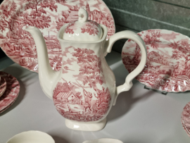 Engels rood The Hunter by Myott Koffieservies Ontbijtservies 8 personen