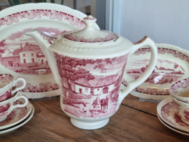 Boerenhoeve Rood Societe Ceramique Koffieservies 8-pers. (creme)