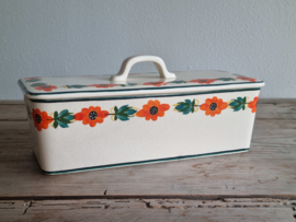 Apart Boerenbont Petrus Regout Cakedoos  vintage oranje/groen