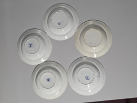 Engels blauw D.J. Evans Swansea set 5x diepe borden 24 cm