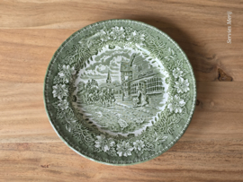 Engels groen Coaching Taverns Royal Tudor Ware Staffordshire ontbijtbord 20 cm