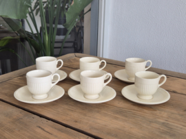 Wedgwood Edme set 6x Espresso Kop en schotel (zwart stempel)