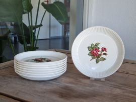 Wedgwood Moss Rose set 8x Serveerbordje met opstaande rand 15,5 cm