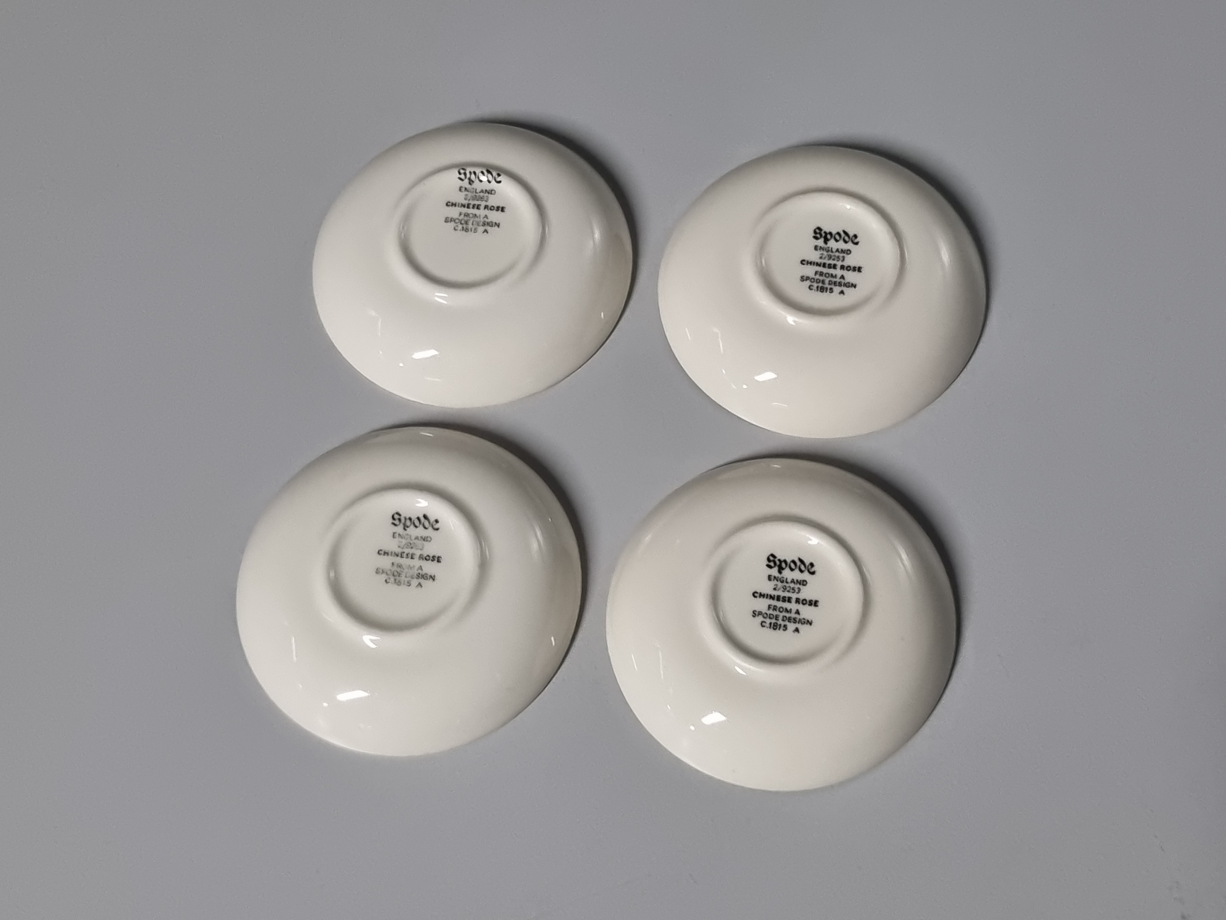 Engels Spode Copeland Chinese Rose set 4x mini schaaltjes 7,5 cm (nieuwste stempel)