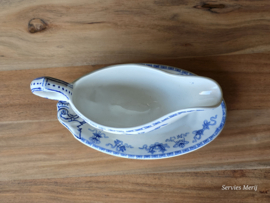 Potiche blauw Petrus Regout sauskom op vaste onderschotel