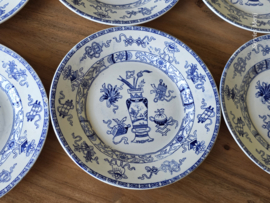 Potiche blauw Petrus Regout set 6x bordje 18,5 cm