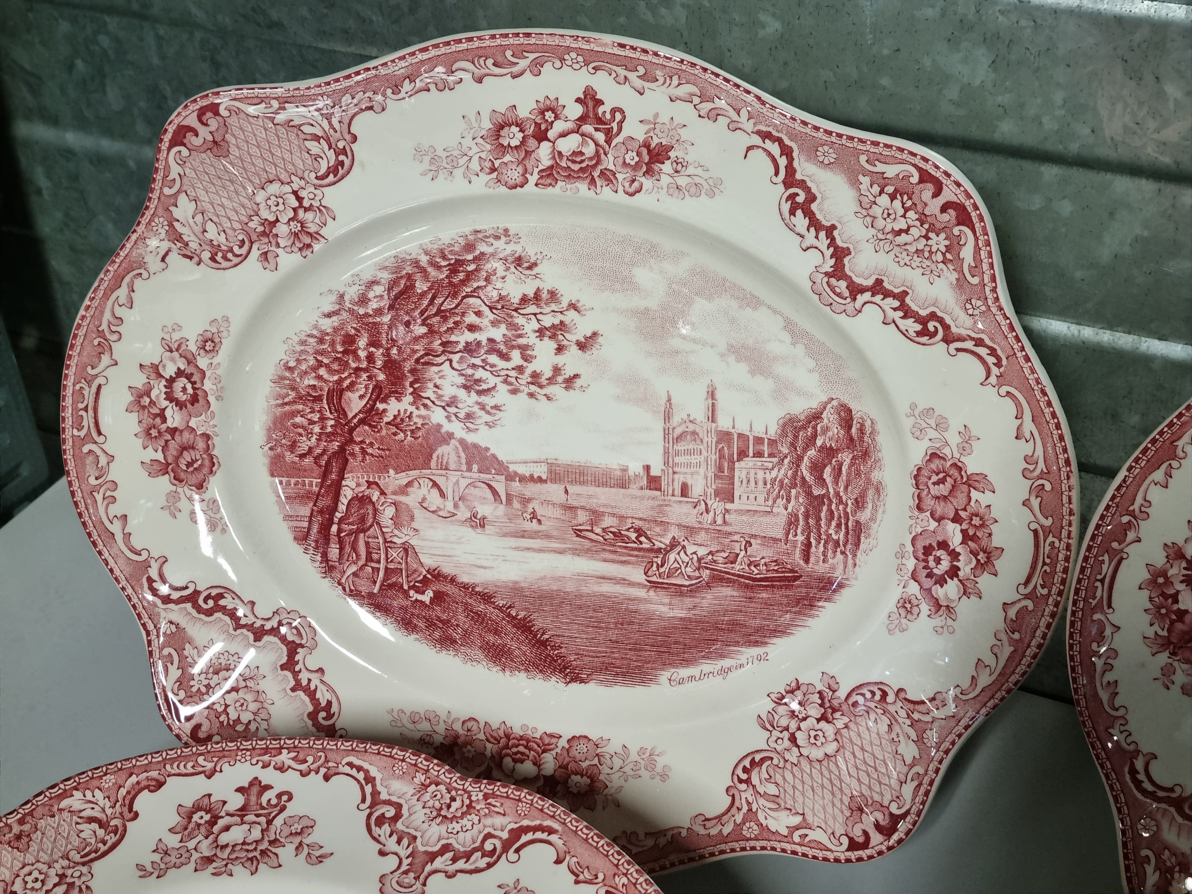Engels rood Johnson Bros Old Britain Castles serviesset 8 personen