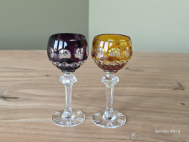 Boheems Kristal Glas set van 2x op voet 12,5 cm