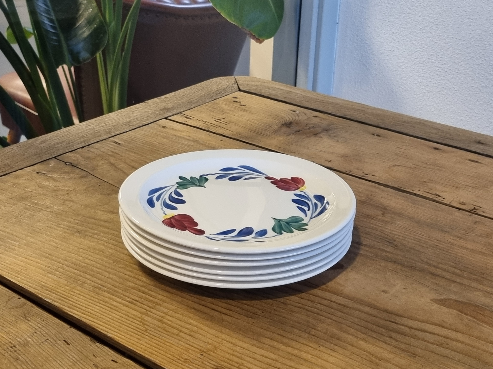 Oud Boerenbont Regout | Royal Sphinx set 6x Serveerbordje met rand 17,5 cm
