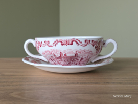Engels rood Enoch Wedgwood Royal Homes Of Britain soepkom met schotel