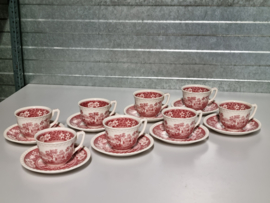 Villeroy en Boch Rusticana rood set 8x Koffie Kop en schotel