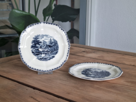 Landschap Blauw Societe Ceramique set 2x Serveerbordje 14,5 cm (hoekig model)