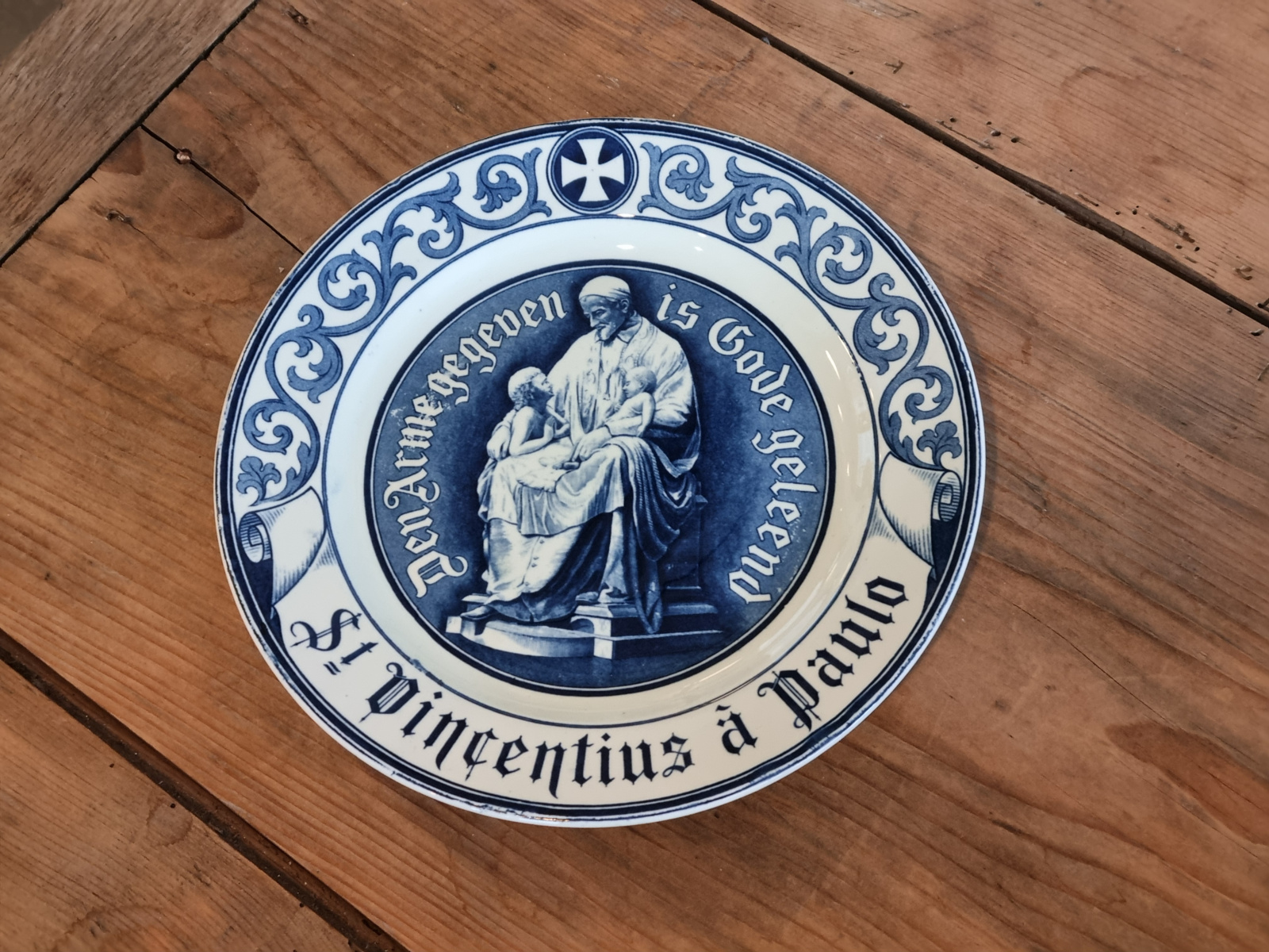 Wandbord Societe Ceramique Vincentius à Paulo 23,5 cm (blauw)