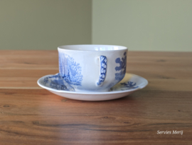 Engels blauw Johnson Bros Haddon Hall kop en schotel