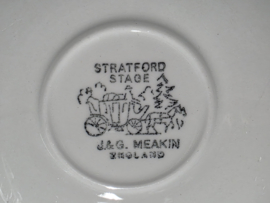 Engels bruin Meakin Stratford Stage set 2x kop en schotel (bruin en rood)