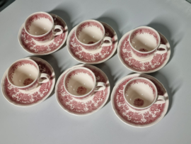 Villeroy en Boch Burgenland rood set  6x Koffie Kop en schotel