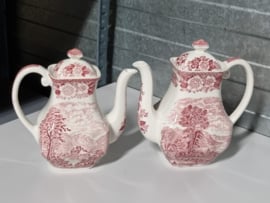 Engels rood Enoch Wedgwood Lochs of Scotland set 2x Koffiepot 18 en 16 cm