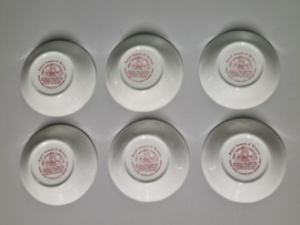 Engels rood Enoch Wedgwood  Royal Homes of Britain set 6x schaaltje 12,5 cm