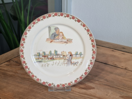 Frans Sarreguemines Enfants Ontbijtbordje 20 cm (afb. Schilderen) met Duits stempel