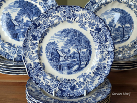 Engels blauw Johnson Bros Mill Stream set 18 borden, 6 persoons