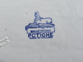 Potiche blauw Petrus Regout ovale schaal 31,5 cm