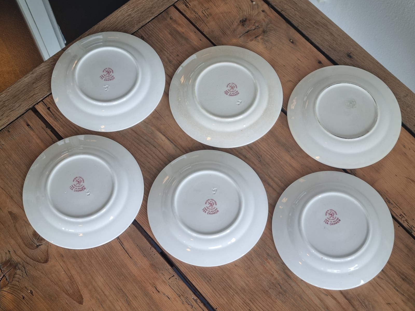 Tea Drinker rood Societe Ceramique Set 6x Ontbijtbordje 20 cm